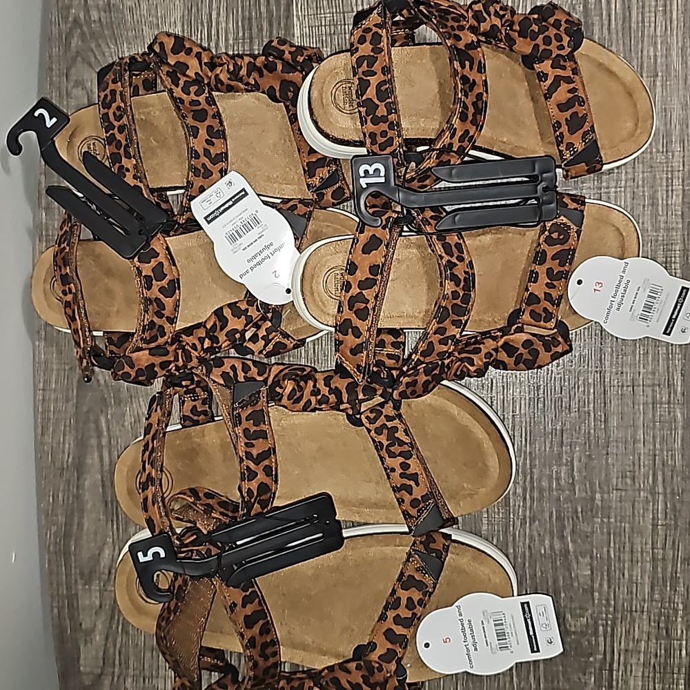 Brown and black sandals